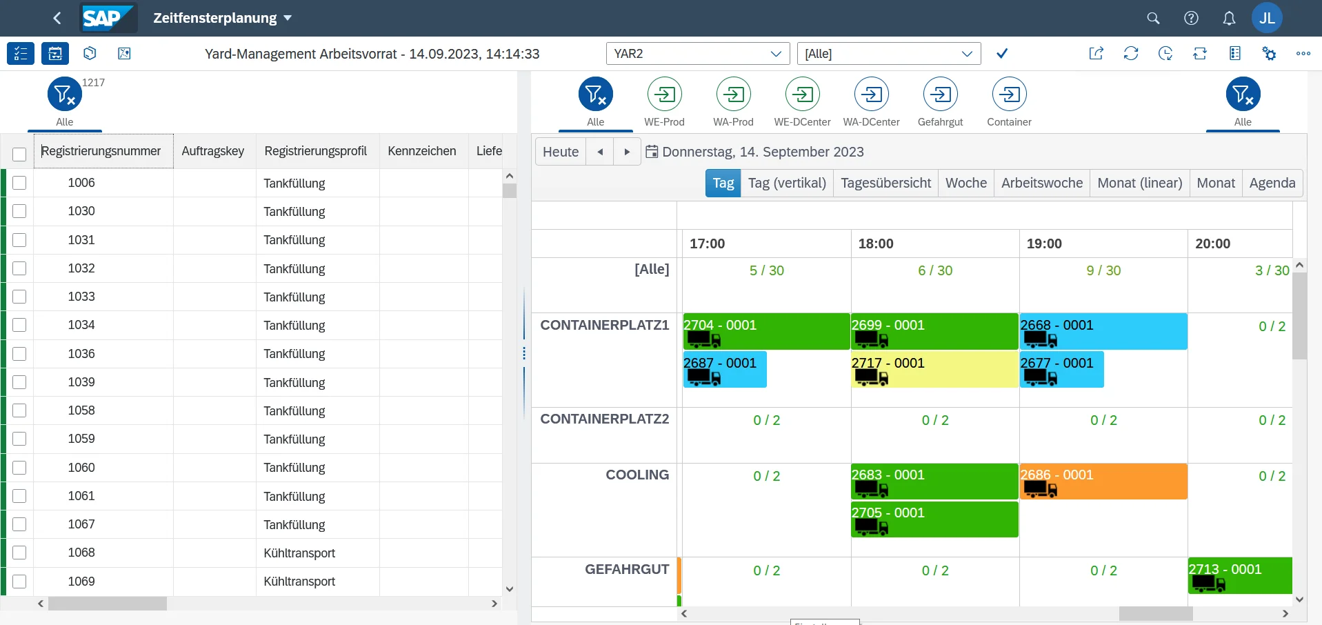 Yard Cockpit - Zeitfensterplanung